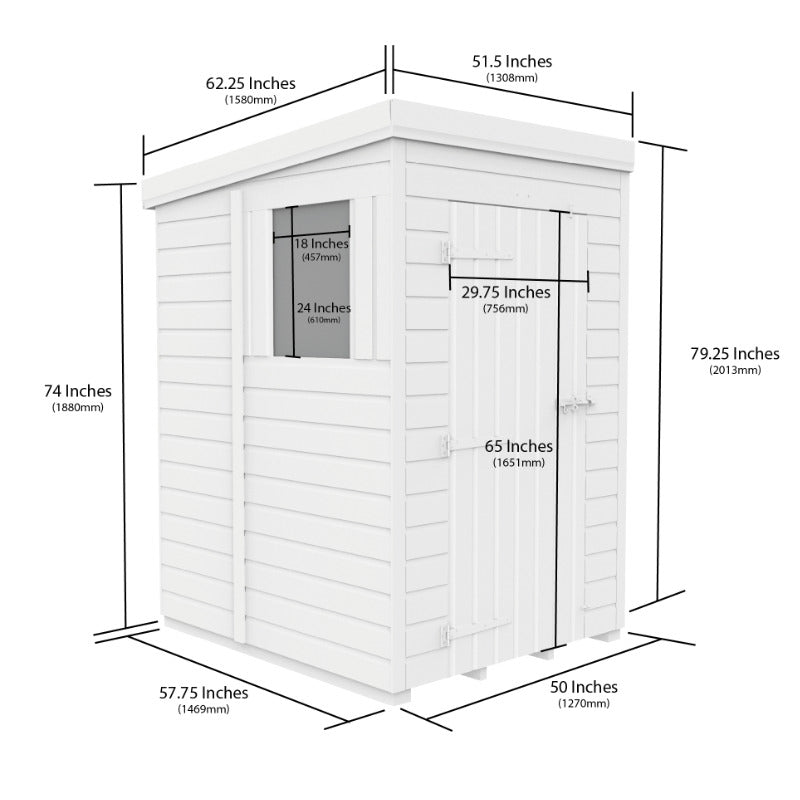 Holt 4' x 5' Pressure Treated Shiplap Modular Pent Shed