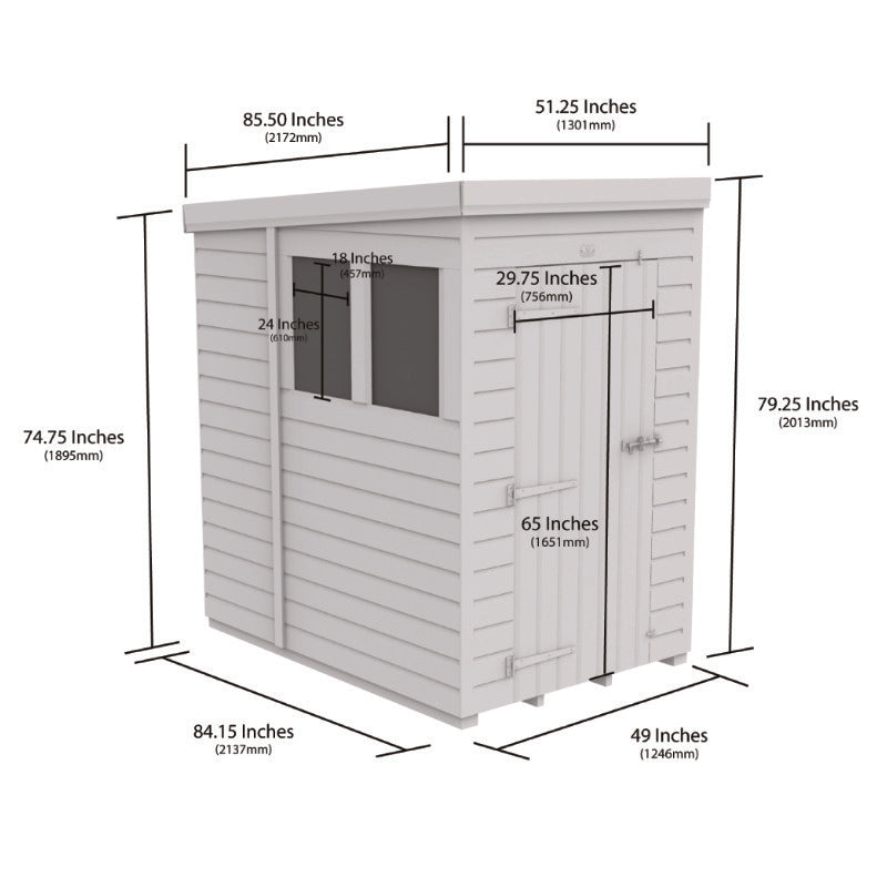Holt 4' x 7' Pressure Treated Shiplap Modular Pent Security Shed