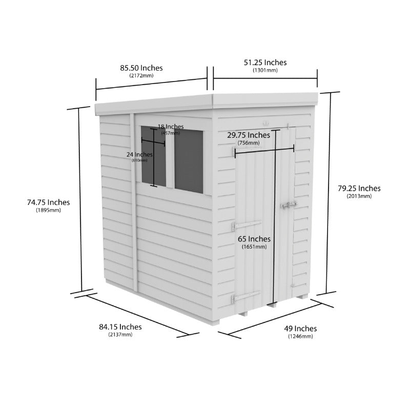 Holt 4' x 7' Pressure Treated Shiplap Modular Pent Shed