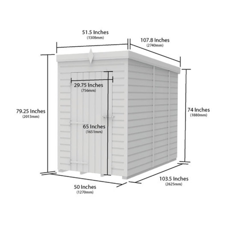 Holt 4' x 9' Pressure Treated Shiplap Modular Pent Shed