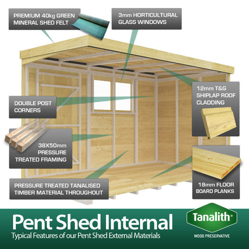 Holt 5' x 10' Pressure Treated Shiplap Modular Pent Shed | Sheds.co.uk