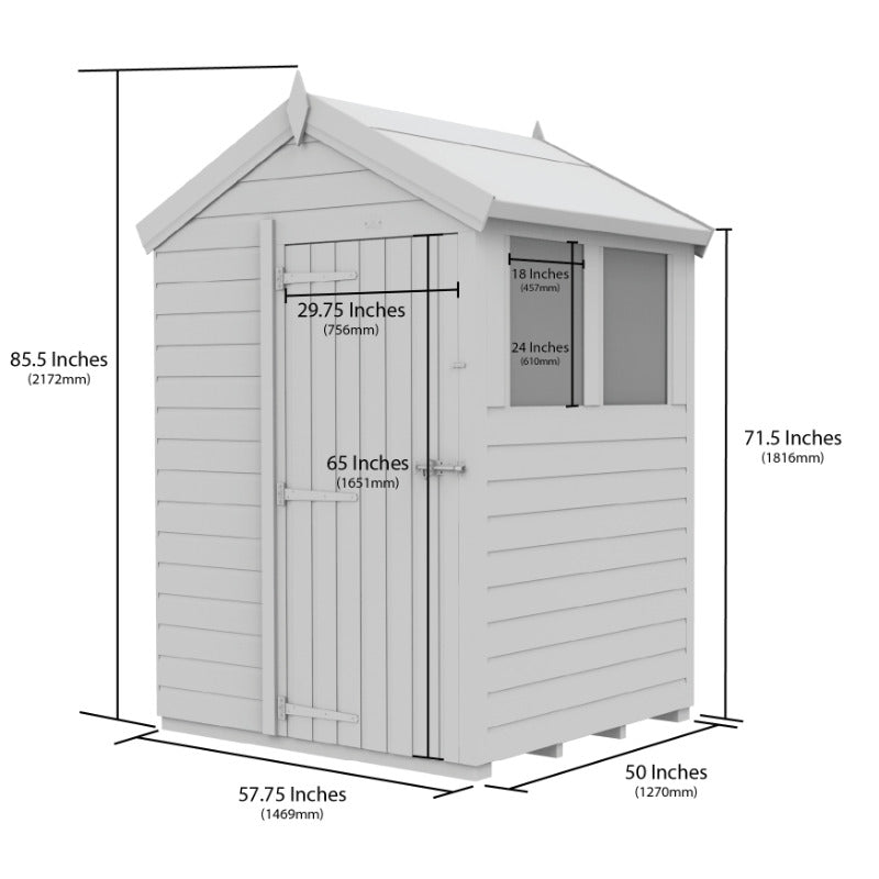 Holt 5' x 4' Pressure Treated Shiplap Modular Apex Shed | Sheds.co.uk
