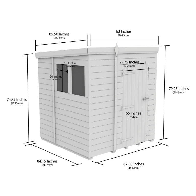 Holt 5' x 7' Pressure Treated Shiplap Modular Pent Shed | Sheds.co.uk