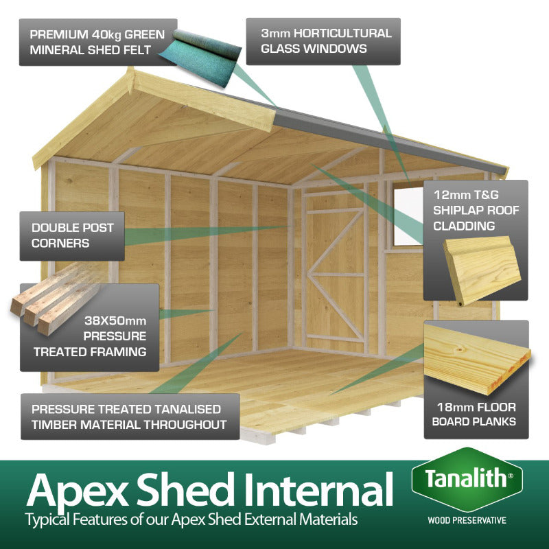 Holt 5' x 8' Pressure Treated Shiplap Modular Apex Shed | Sheds.co.uk
