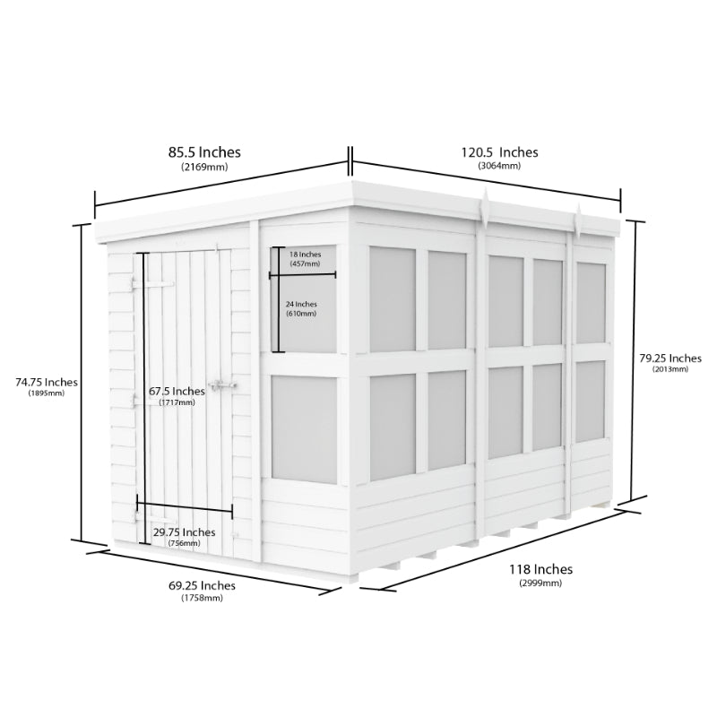 Holt 10' x 6' Pressure Treated Shiplap Modular Pent Potting Shed