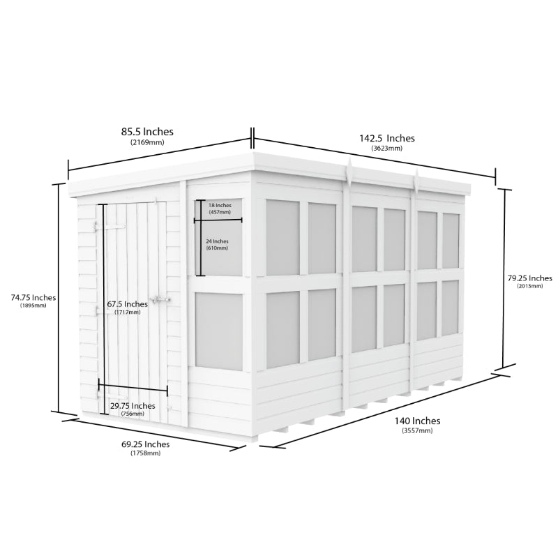 Holt 12' x 6' Pressure Treated Shiplap Modular Pent Potting Shed