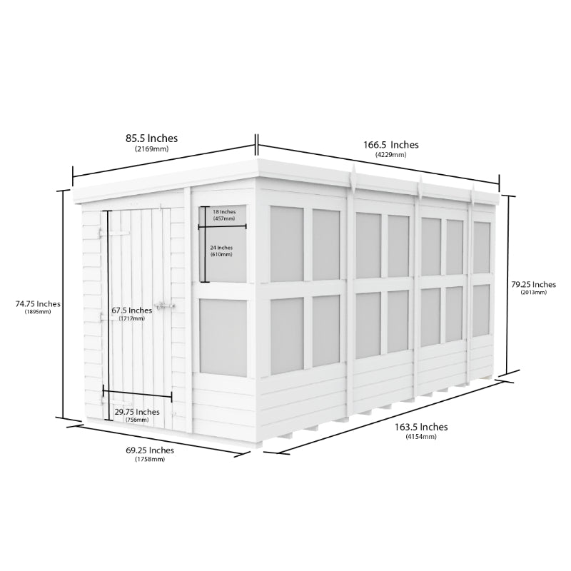 Holt 14' x 6' Pressure Treated Shiplap Modular Pent Potting Shed | Sheds.co.uk