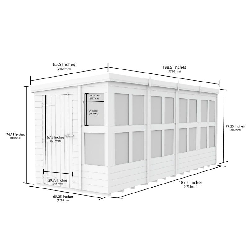 Holt 16' x 6' Pressure Treated Shiplap Modular Pent Potting Shed
