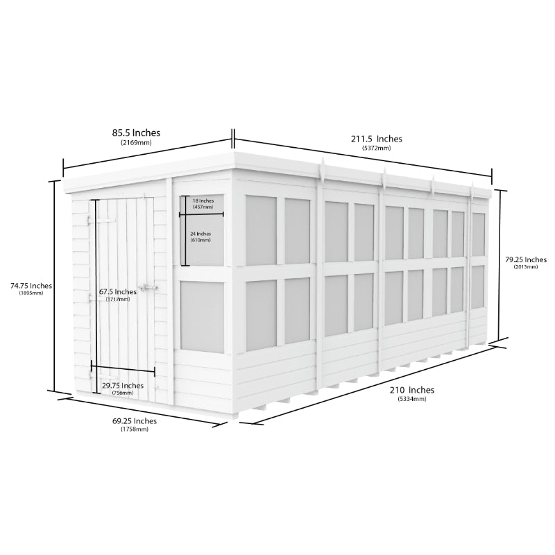 Holt 18' x 6' Pressure Treated Shiplap Modular Pent Potting Shed