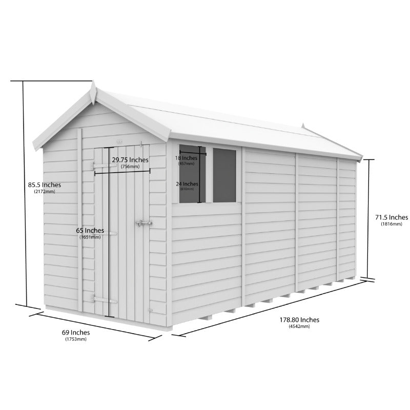 Holt 6' x 15' Pressure Treated Shiplap Modular Apex Shed | Sheds.co.uk