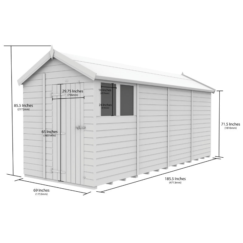 Holt 6' x 16' Pressure Treated Shiplap Modular Apex Shed