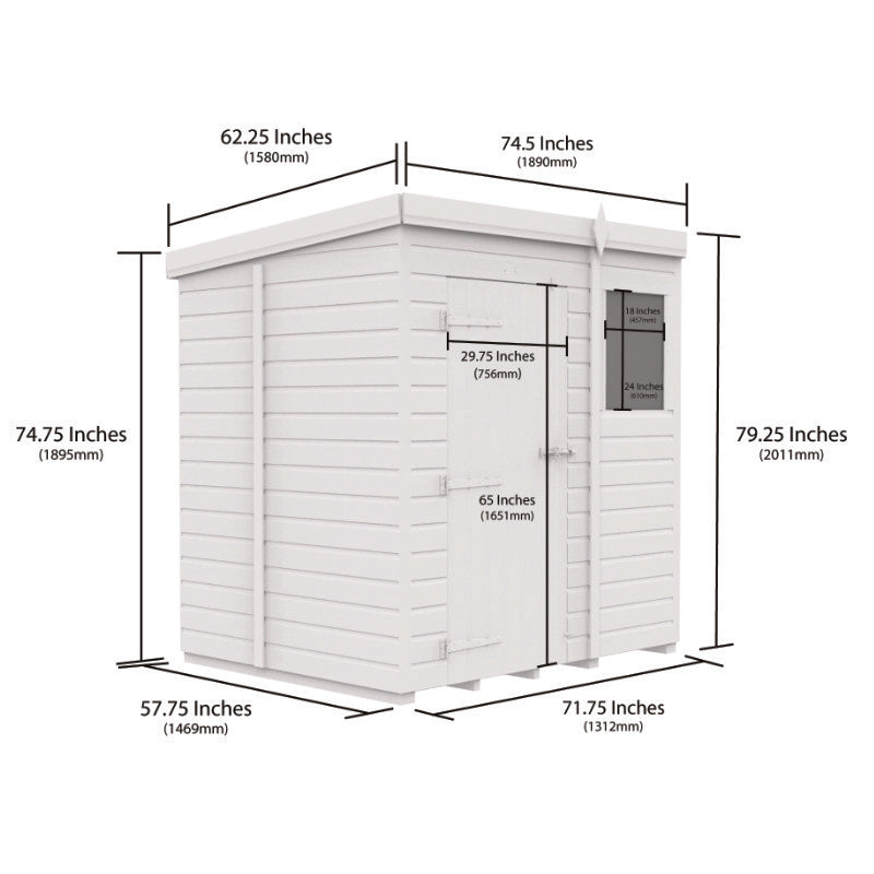 Holt 6' x 5' Pressure Treated Shiplap Modular Pent Security Shed