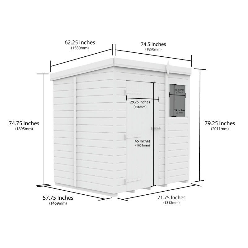 Holt 6' x 5' Pressure Treated Shiplap Modular Pent Shed