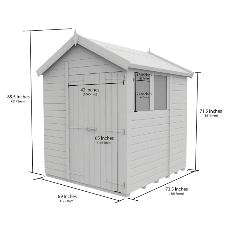 Holt 6' x 6' Pressure Treated Shiplap Modular Apex Shed