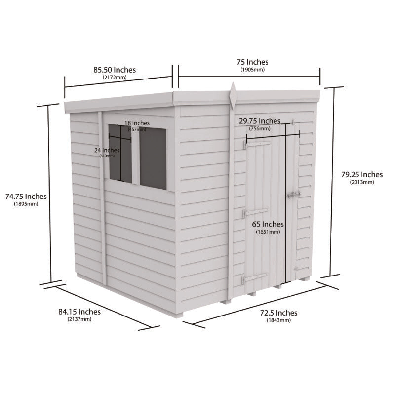 Holt 6' x 7' Pressure Treated Shiplap Modular Pent Security Shed