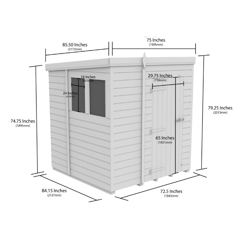 Holt 6' x 7' Pressure Treated Shiplap Modular Pent Shed | Sheds.co.uk