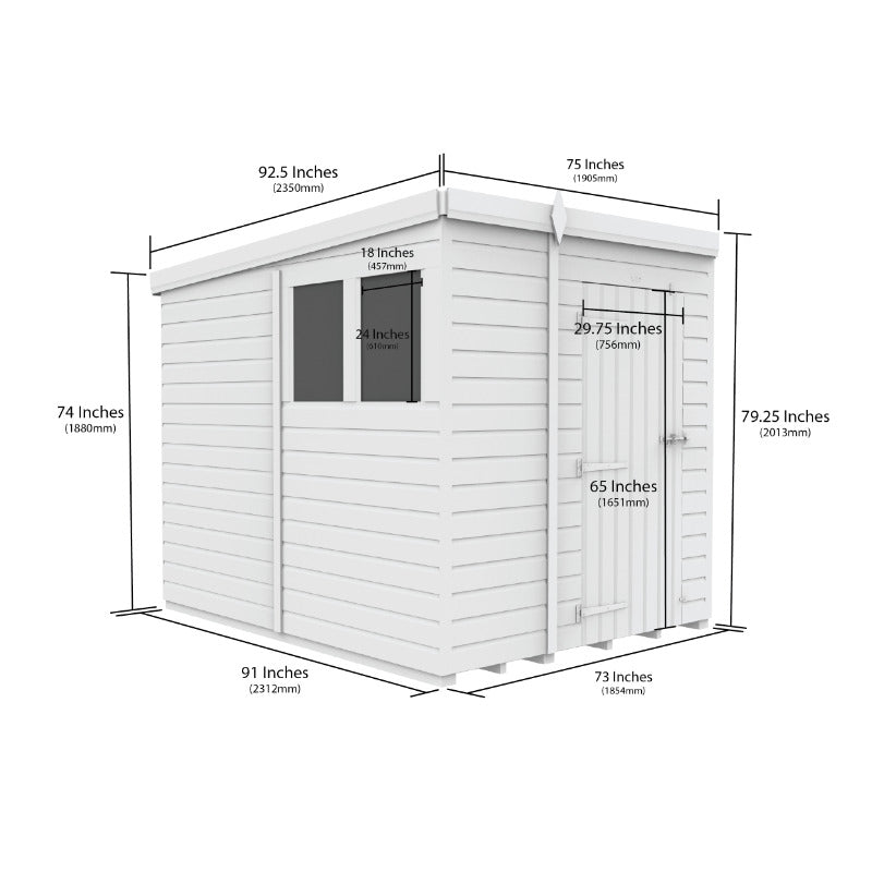Holt 6' x 8' Pressure Treated Shiplap Modular Pent Shed