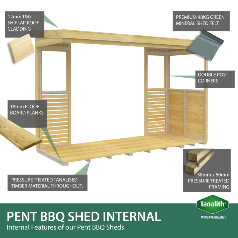 Holt 12' x 6' Pressure Treated Outdoor Kitchen Barbecue Shelter | Sheds.co.uk