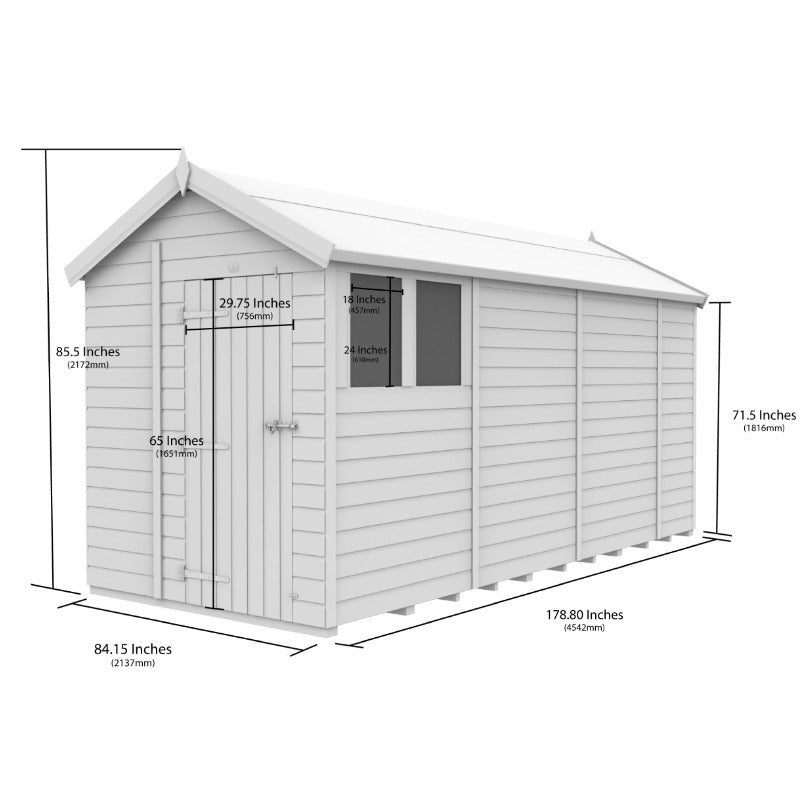 Holt 7' x 15' Pressure Treated Shiplap Modular Apex Shed | Sheds.co.uk