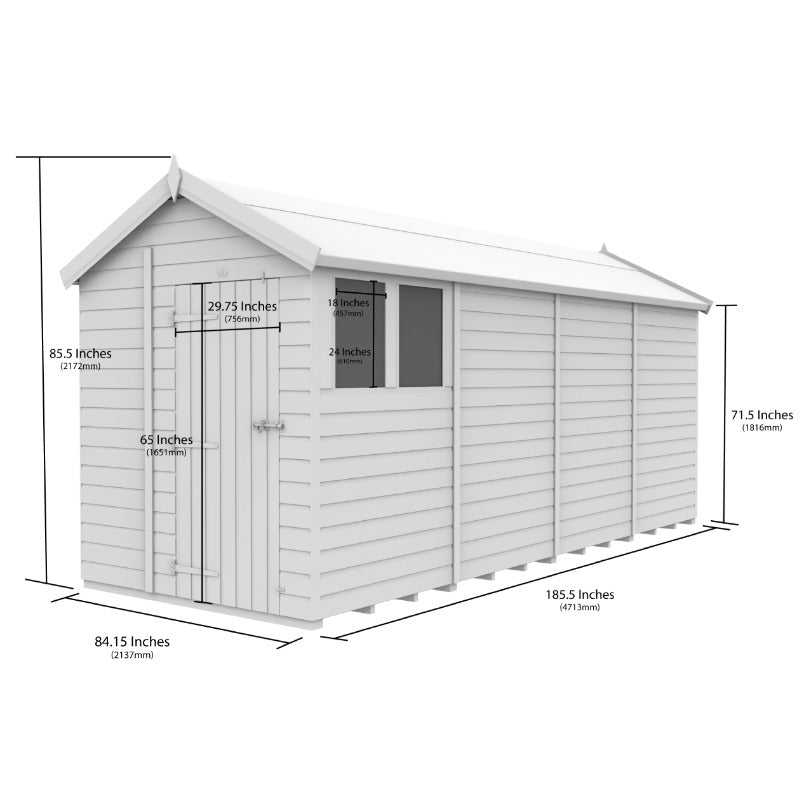 Holt 7' x 16' Pressure Treated Shiplap Modular Apex Shed