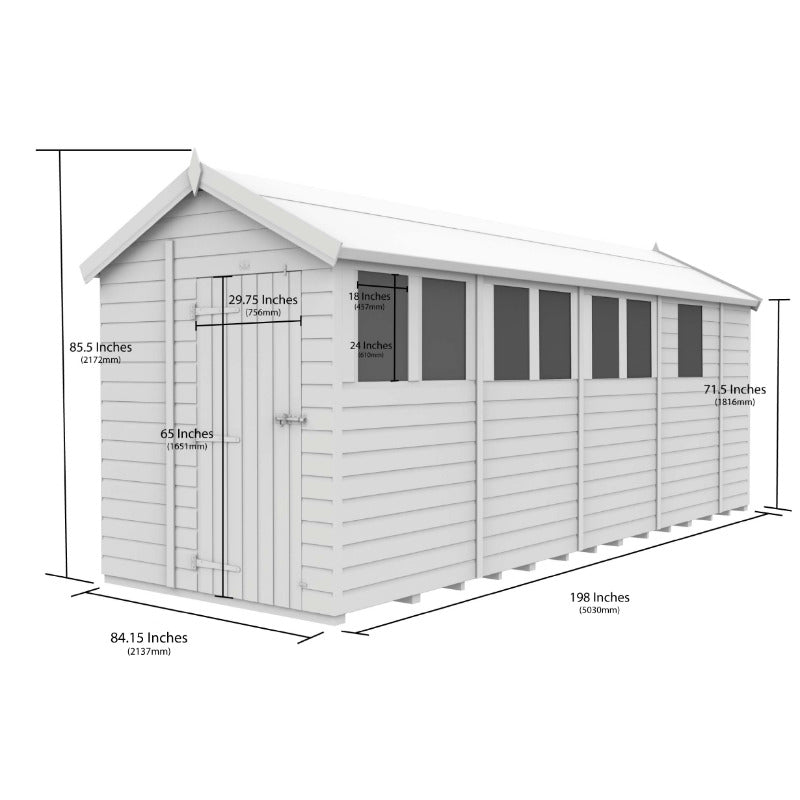 Holt 7' x 17' Pressure Treated Shiplap Modular Apex Shed