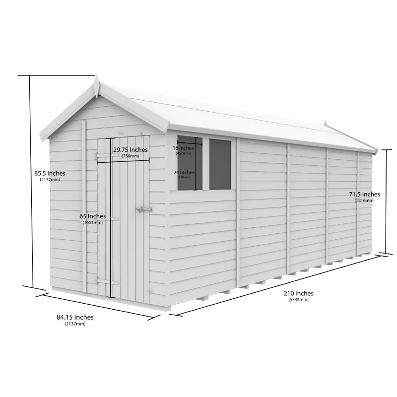 Holt 7' x 18' Pressure Treated Shiplap Modular Apex Shed