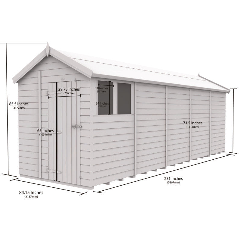 Holt 7' x 20' Pressure Treated Shiplap Modular Apex Security Shed | Sheds.co.uk