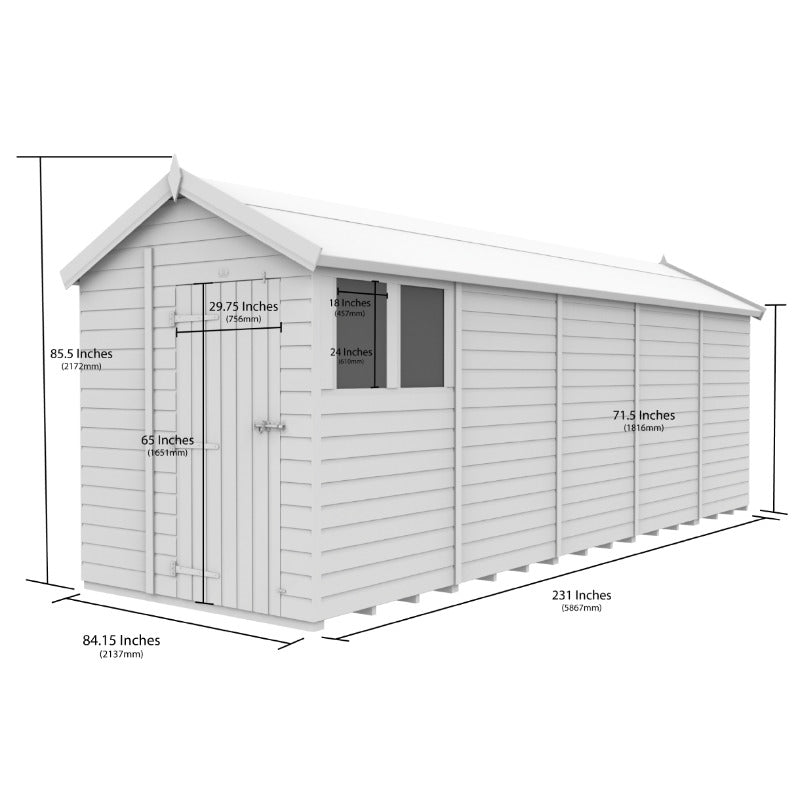 Holt 7' x 20' Pressure Treated Shiplap Modular Apex Shed | Sheds.co.uk