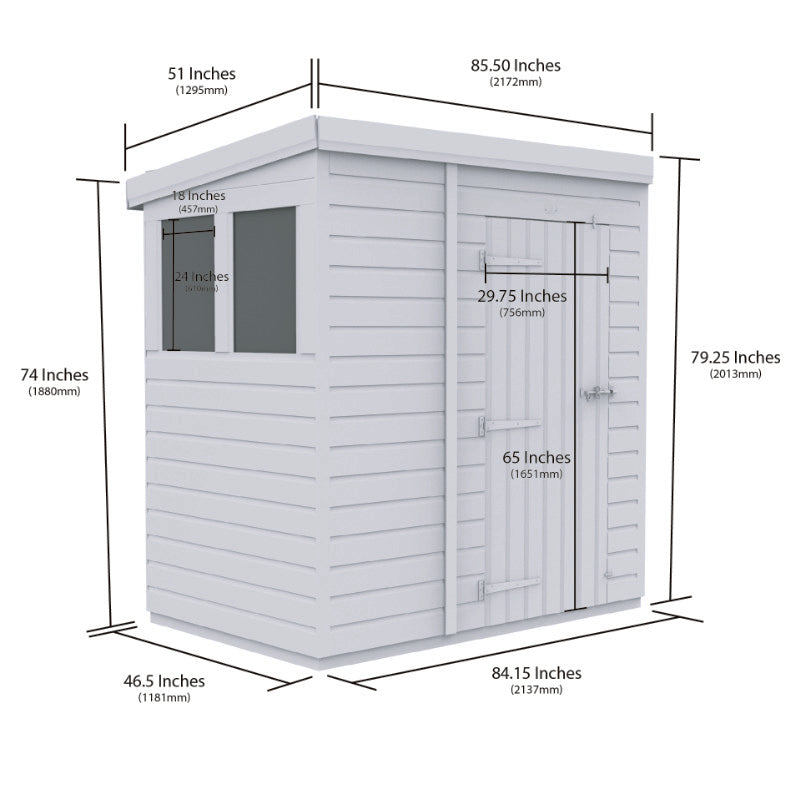 Holt 7' x 4' Pressure Treated Shiplap Modular Pent Security Shed | Sheds.co.uk