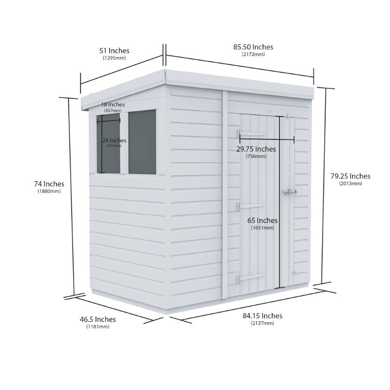 Holt 7' x 4' Pressure Treated Shiplap Modular Pent Shed | Sheds.co.uk