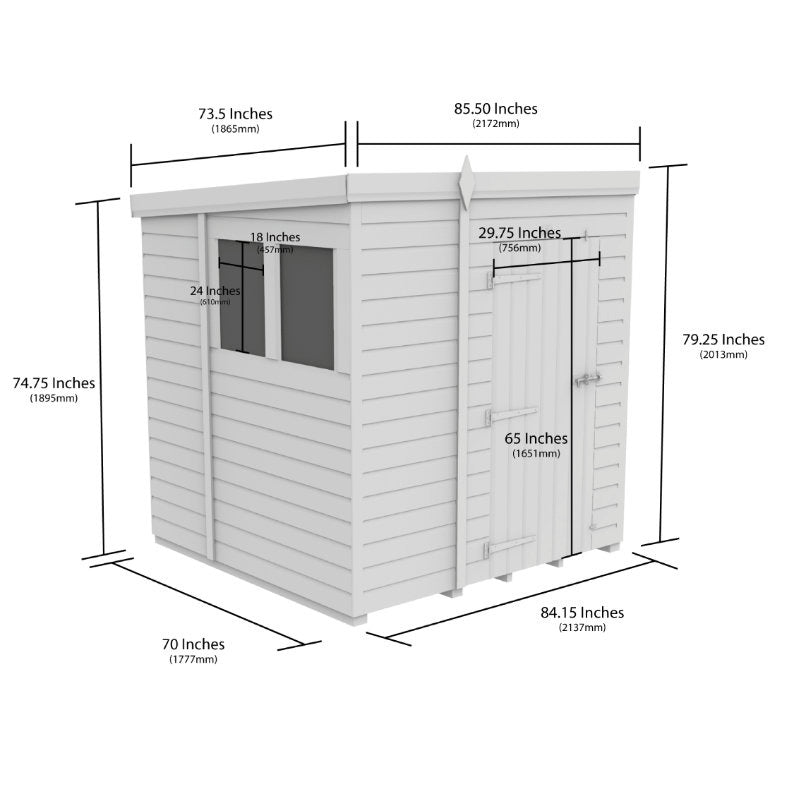 Holt 7' x 6' Pressure Treated Shiplap Modular Pent Shed