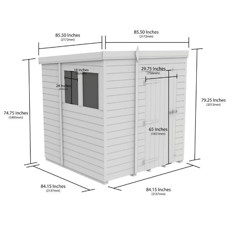 Holt 7' x 7' Pressure Treated Shiplap Modular Pent Shed