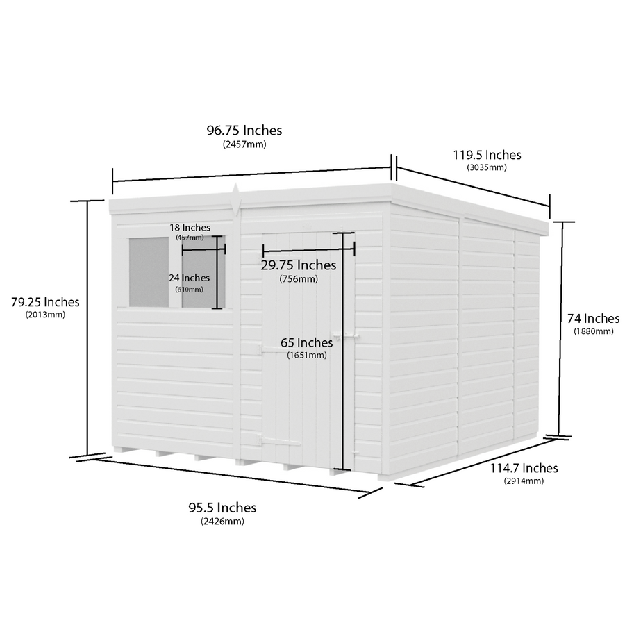 Holt 8' x 10' Pressure Treated Shiplap Modular Pent Shed