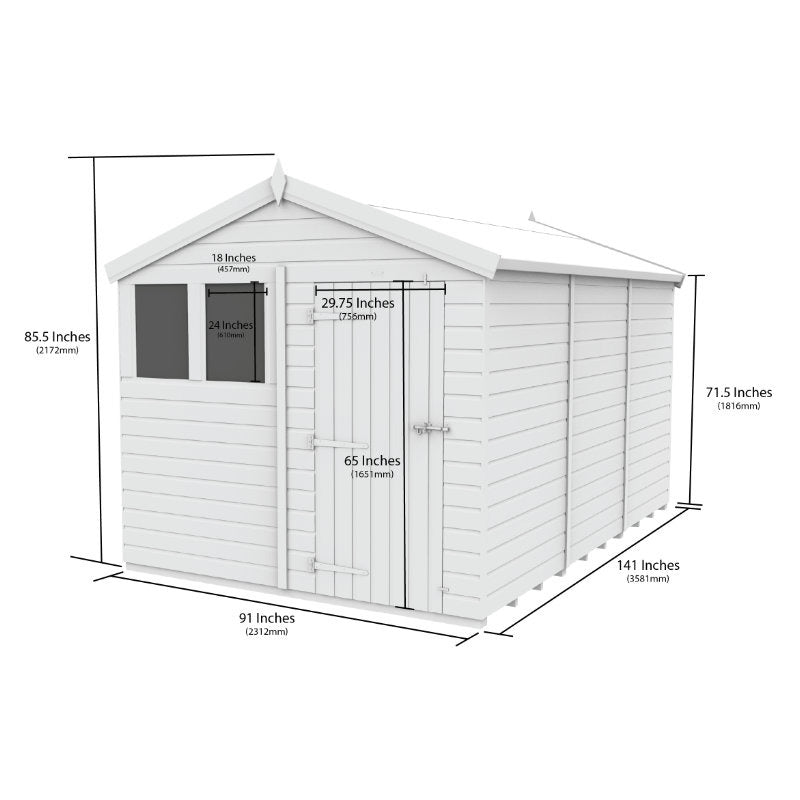 Holt 8' x 12' Pressure Treated Shiplap Modular Apex Shed | Sheds.co.uk