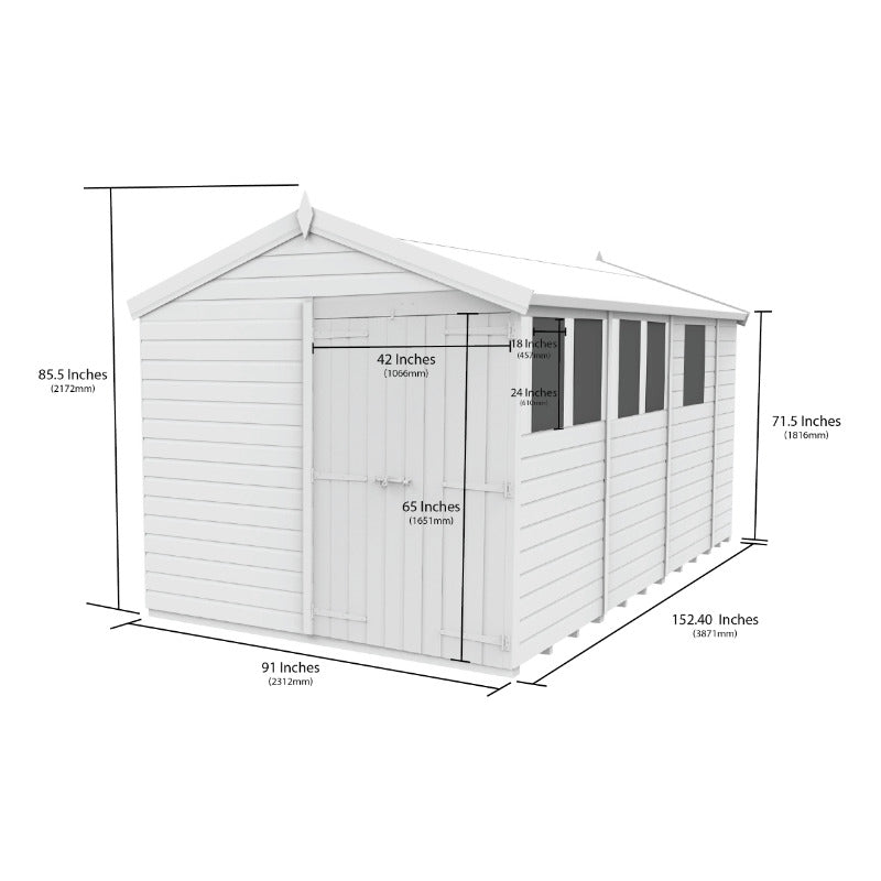 Holt 8' x 13' Pressure Treated Shiplap Modular Apex Shed