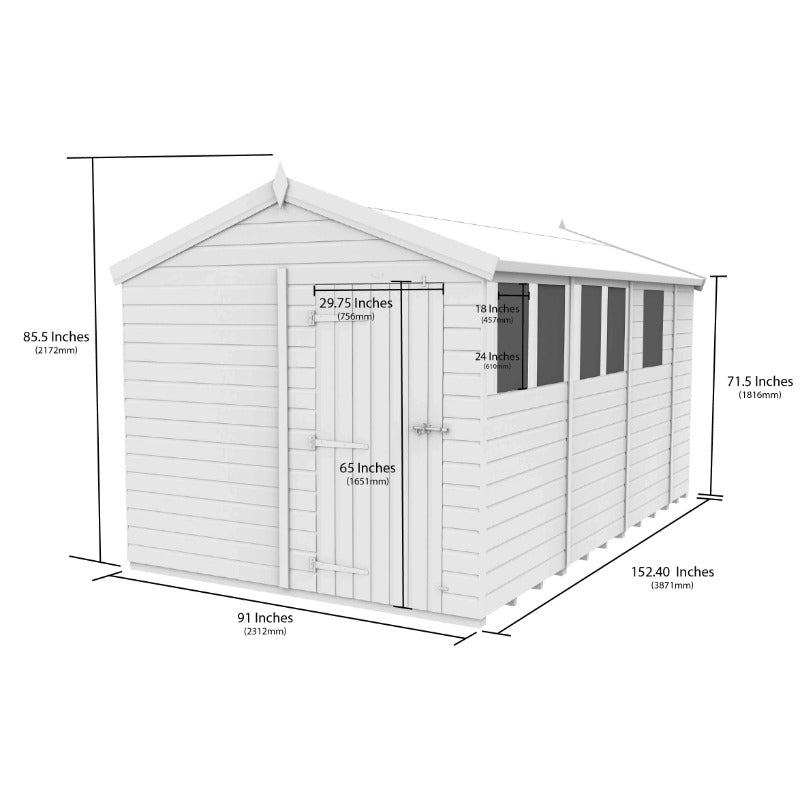 Holt 8' x 13' Pressure Treated Shiplap Modular Apex Shed | Sheds.co.uk