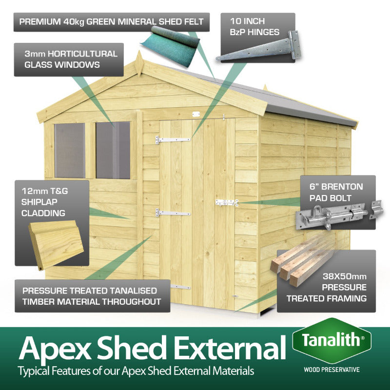 Holt 7' x 6' Pressure Treated Shiplap Modular Apex Shed | Sheds.co.uk