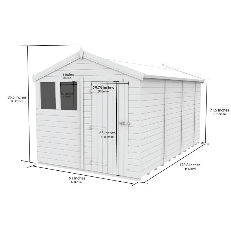 Holt 8' x 15' Pressure Treated Shiplap Modular Apex Shed | Sheds.co.uk