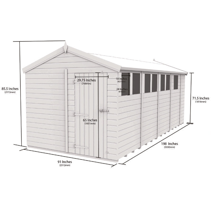 Holt 8' x 17' Pressure Treated Shiplap Modular Apex Security Shed