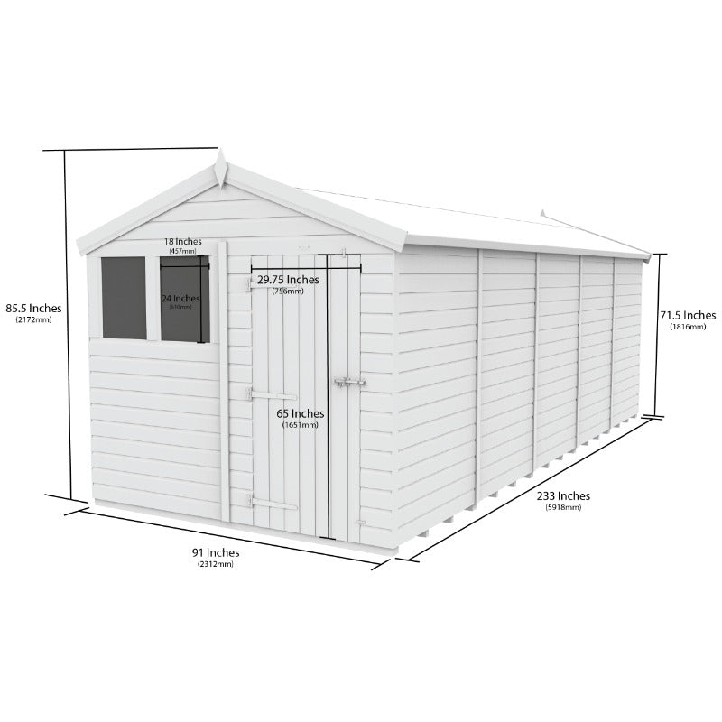 Holt 8' x 20' Pressure Treated Shiplap Modular Apex Shed | Sheds.co.uk