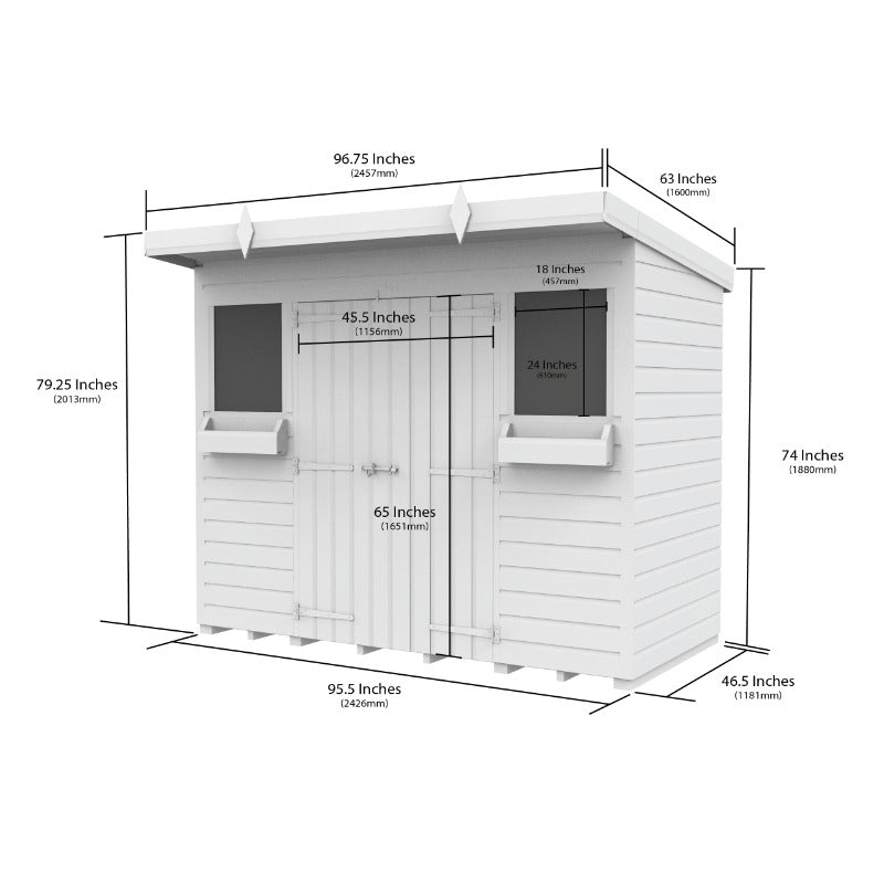 Holt 8' x 4' Handsworth Loglap Pressure Treated Pent Summer Shed