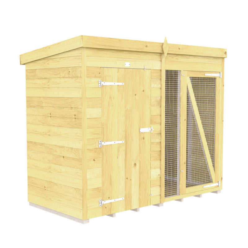 Holt 8' x 4' Pressure Treated Shiplap Full Height Dog Kennel And Run | Sheds.co.uk