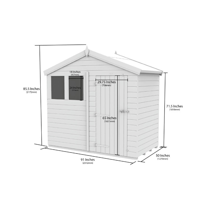 Holt 8' x 4' Pressure Treated Shiplap Modular Apex Shed