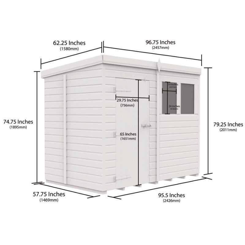 Holt 8' x 5' Pressure Treated Shiplap Modular Pent Security Shed