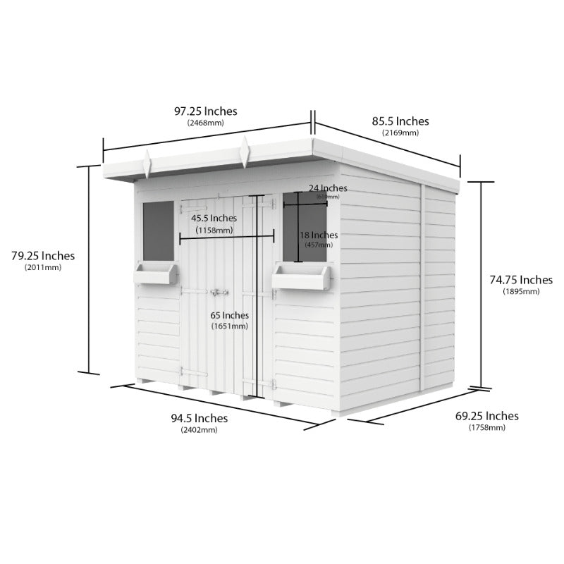 Holt 8' x 6' Handsworth Loglap Pressure Treated Pent Summer Shed | Sheds.co.uk