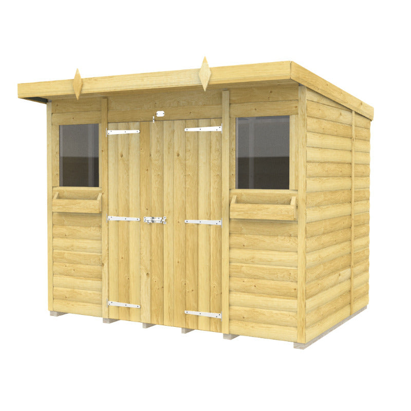 Holt 8' x 6' Handsworth Loglap Pressure Treated Pent Summer Shed | Sheds.co.uk