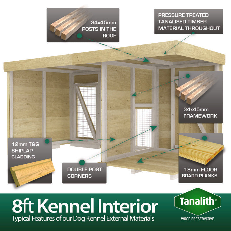 Holt 8' x 6' Pressure Treated Shiplap Dog Kennel And Run | Sheds.co.uk