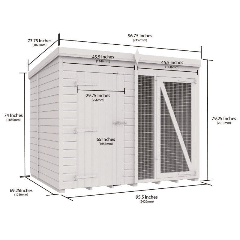 Holt 8' x 6' Pressure Treated Shiplap Full Height Dog Kennel And Run