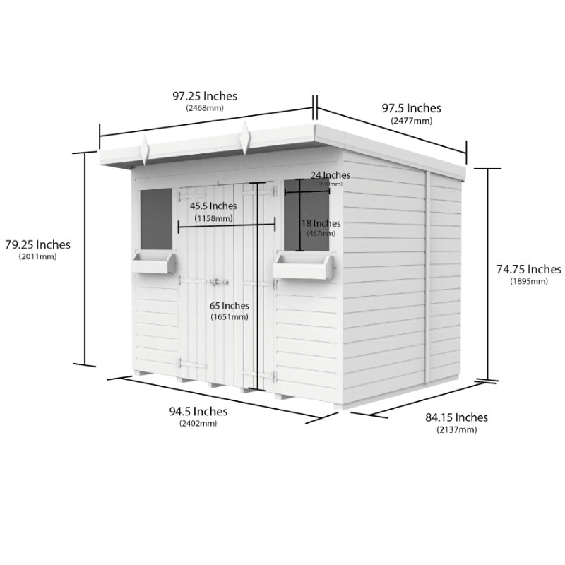 Holt 8' x 7' Handsworth Loglap Pressure Treated Pent Summer Shed | Sheds.co.uk