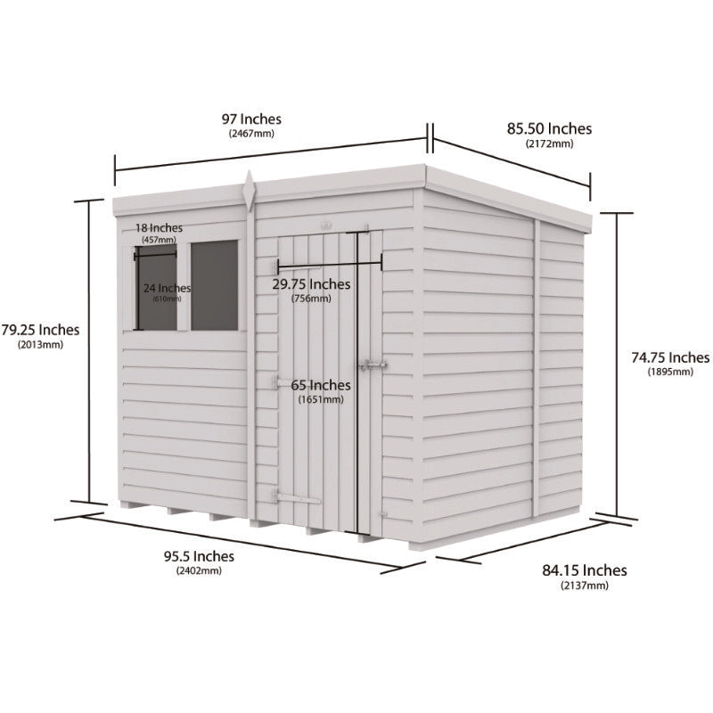 Holt 8' x 7' Pressure Treated Shiplap Modular Pent Security Shed | Sheds.co.uk